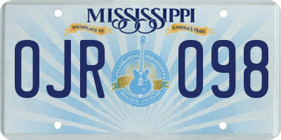 MS license plate OJR098