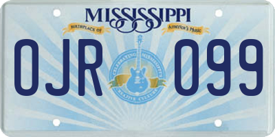 MS license plate OJR099