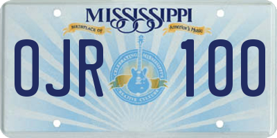 MS license plate OJR100