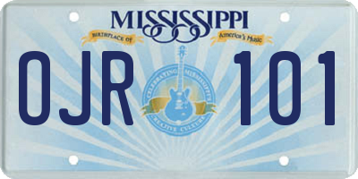 MS license plate OJR101