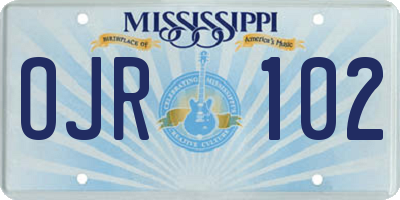 MS license plate OJR102