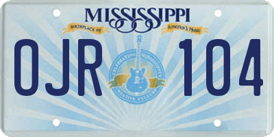MS license plate OJR104