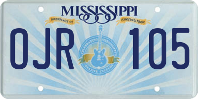 MS license plate OJR105
