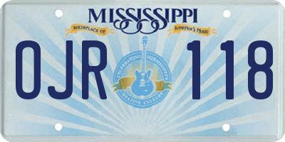 MS license plate OJR118