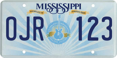 MS license plate OJR123