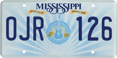 MS license plate OJR126