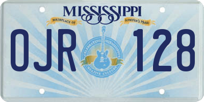 MS license plate OJR128