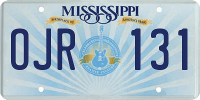 MS license plate OJR131