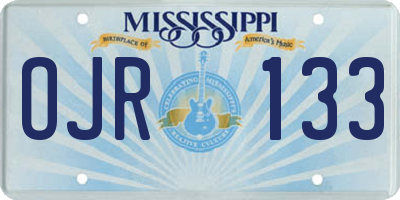 MS license plate OJR133