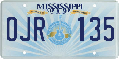 MS license plate OJR135
