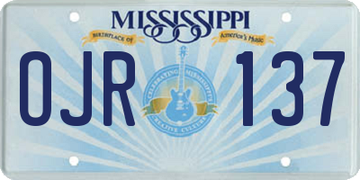 MS license plate OJR137