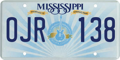 MS license plate OJR138