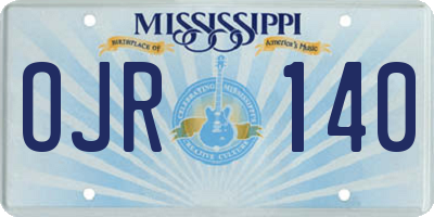 MS license plate OJR140