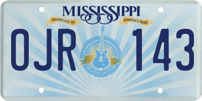 MS license plate OJR143
