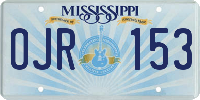 MS license plate OJR153