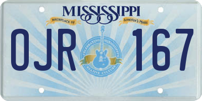 MS license plate OJR167