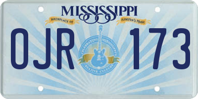 MS license plate OJR173