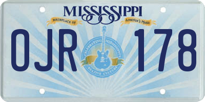 MS license plate OJR178