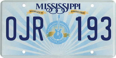 MS license plate OJR193