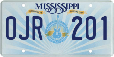 MS license plate OJR201