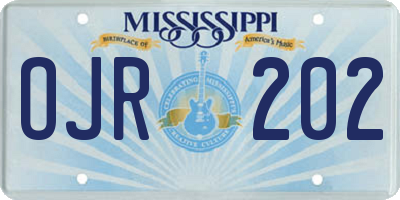 MS license plate OJR202