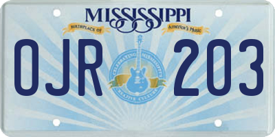 MS license plate OJR203