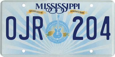 MS license plate OJR204