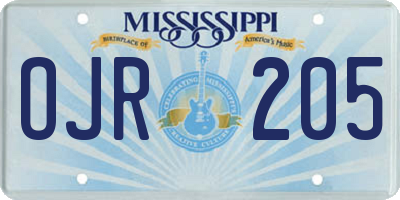 MS license plate OJR205