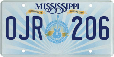 MS license plate OJR206