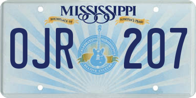 MS license plate OJR207