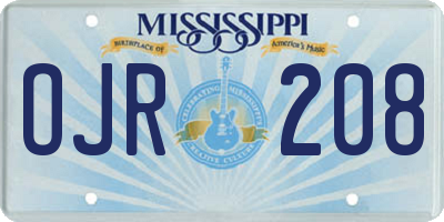 MS license plate OJR208