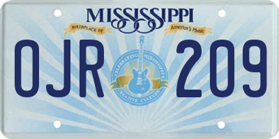 MS license plate OJR209