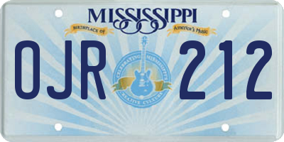 MS license plate OJR212