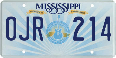MS license plate OJR214