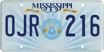MS license plate OJR216