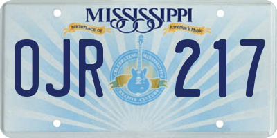MS license plate OJR217