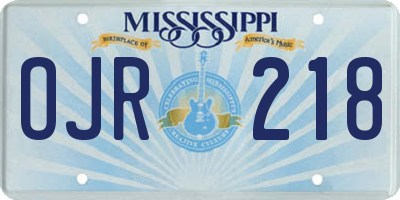 MS license plate OJR218