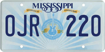 MS license plate OJR220