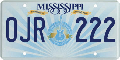 MS license plate OJR222