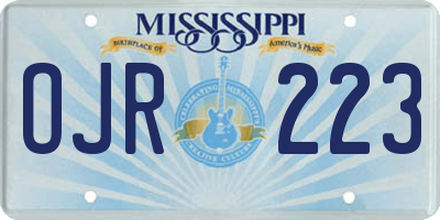MS license plate OJR223