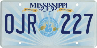 MS license plate OJR227