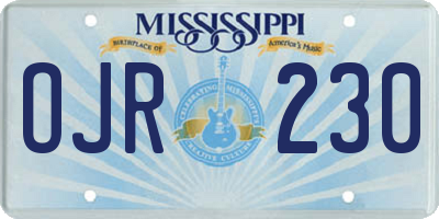 MS license plate OJR230
