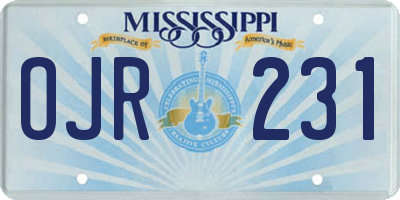 MS license plate OJR231