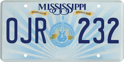 MS license plate OJR232