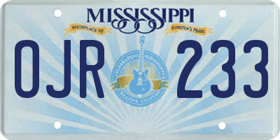 MS license plate OJR233