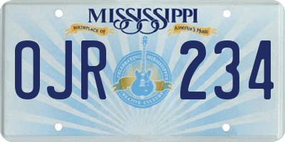 MS license plate OJR234