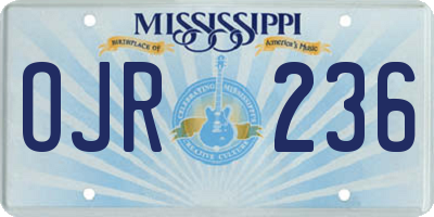 MS license plate OJR236