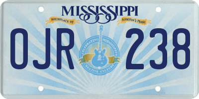 MS license plate OJR238