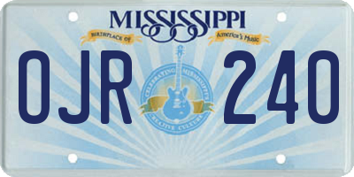 MS license plate OJR240