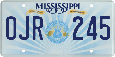 MS license plate OJR245